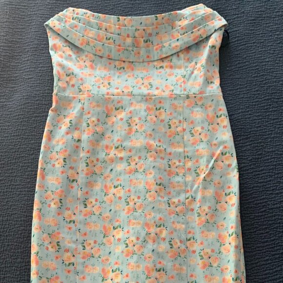 LEILANI Cowl Bandeau Midi Dress In Blue Floral - Picture 3 of 3